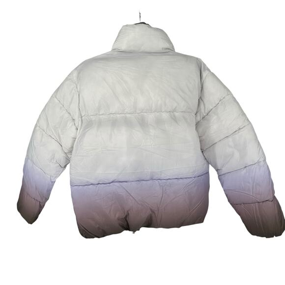NEW Nicole Miller New York Ombré Puffer Jacket Front Zip Sz Medium - Picture 2 of 9